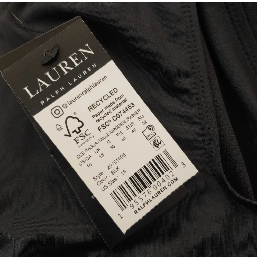 Lauren Ralph Lauren Twist Front Swimsuit Woman 16W Underwire Shaping Black Nwt - Picture 12 of 14